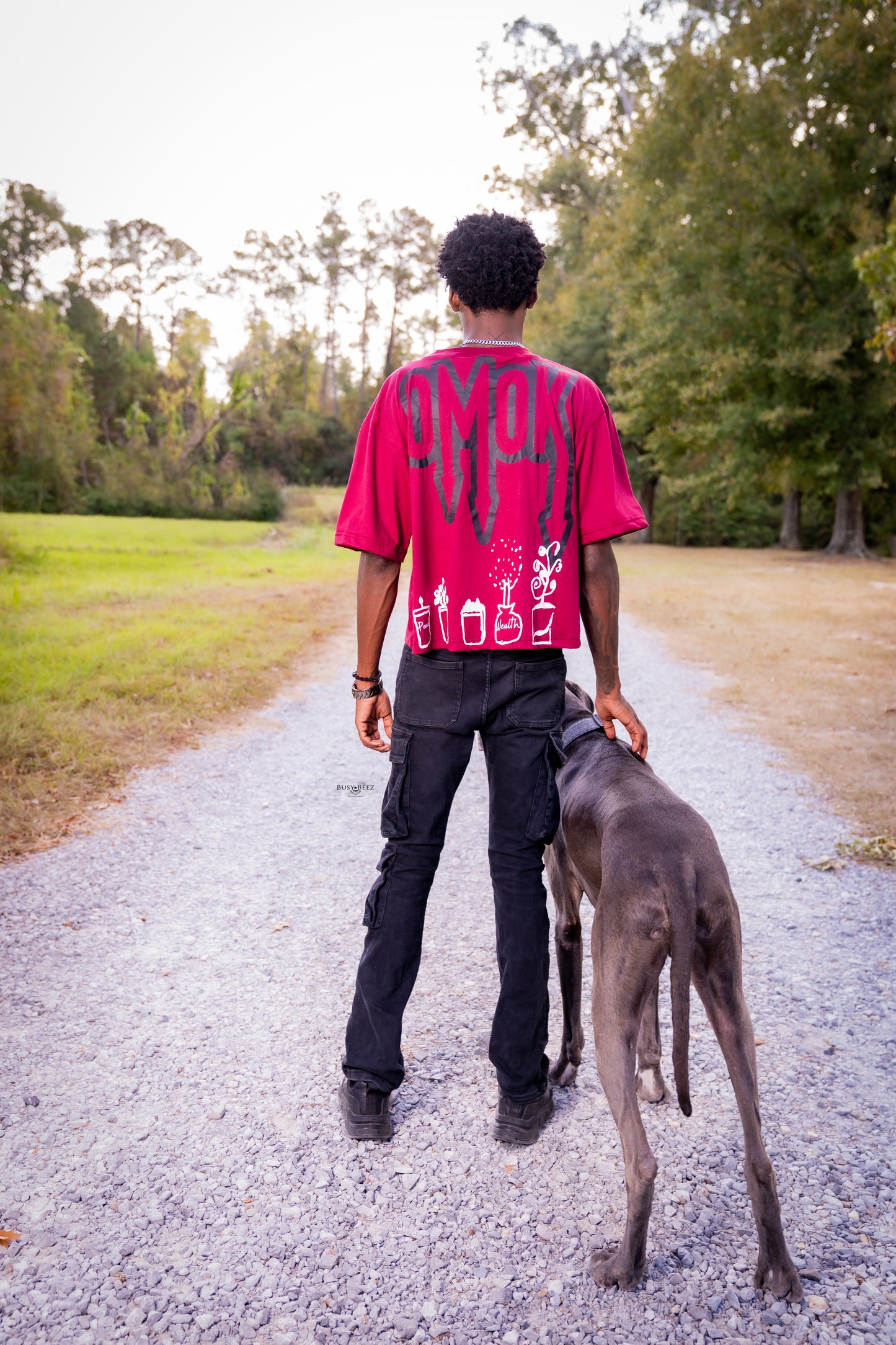 OMOK Crop Fit Tee "Seeds" (Burgundy)
