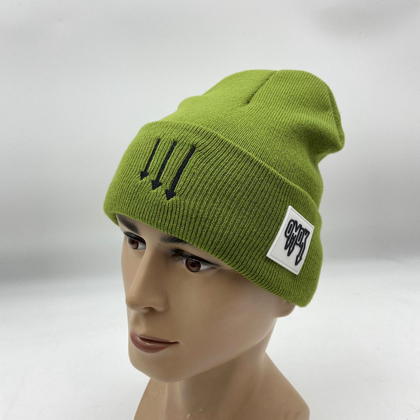 Satin Lined Rubber Patch OMOK Beanie - Forest Green