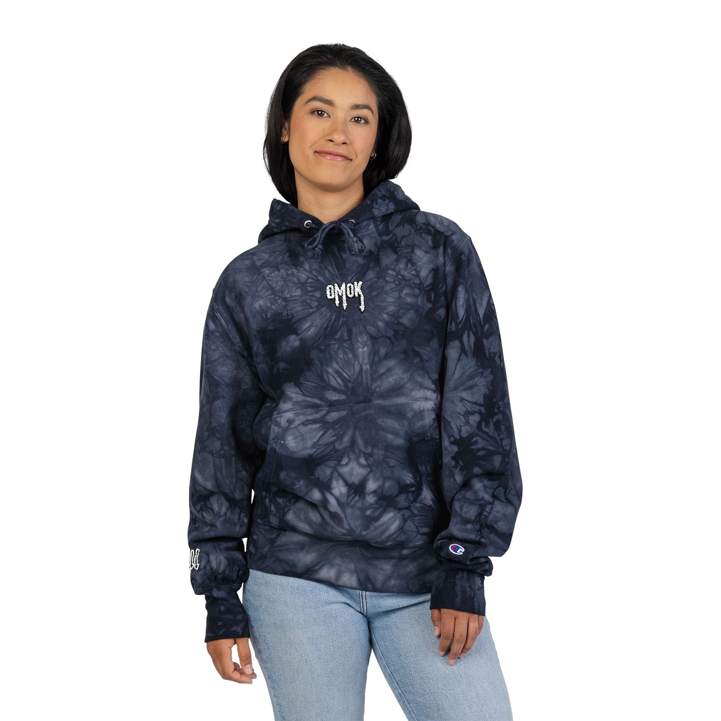 Tie-Dye Hoodie with Embroidered OMOK x Champion Design