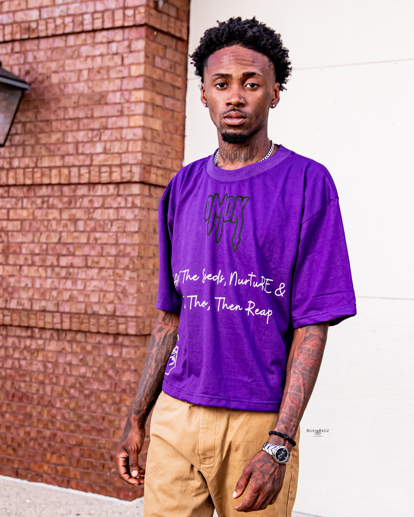 OMOK Crop Fit Tee "Seeds" (Purple)