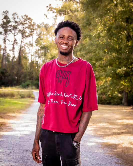 OMOK Crop Fit Tee "Seeds" (Burgundy)