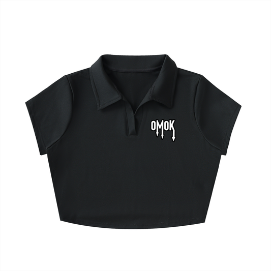 V-Neck Lapel Crop Top