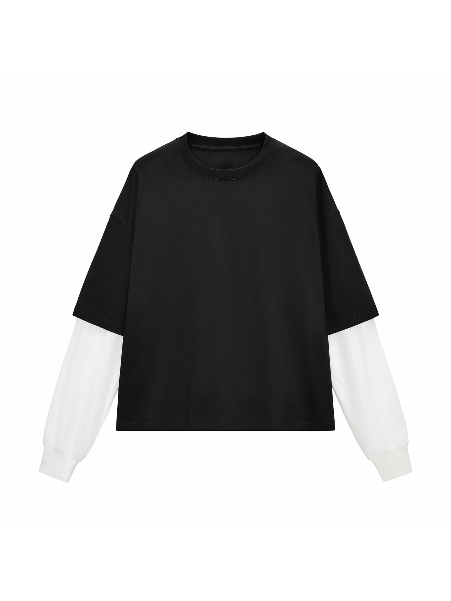 Layered Contrast Sleeve Cotton T-Shirt