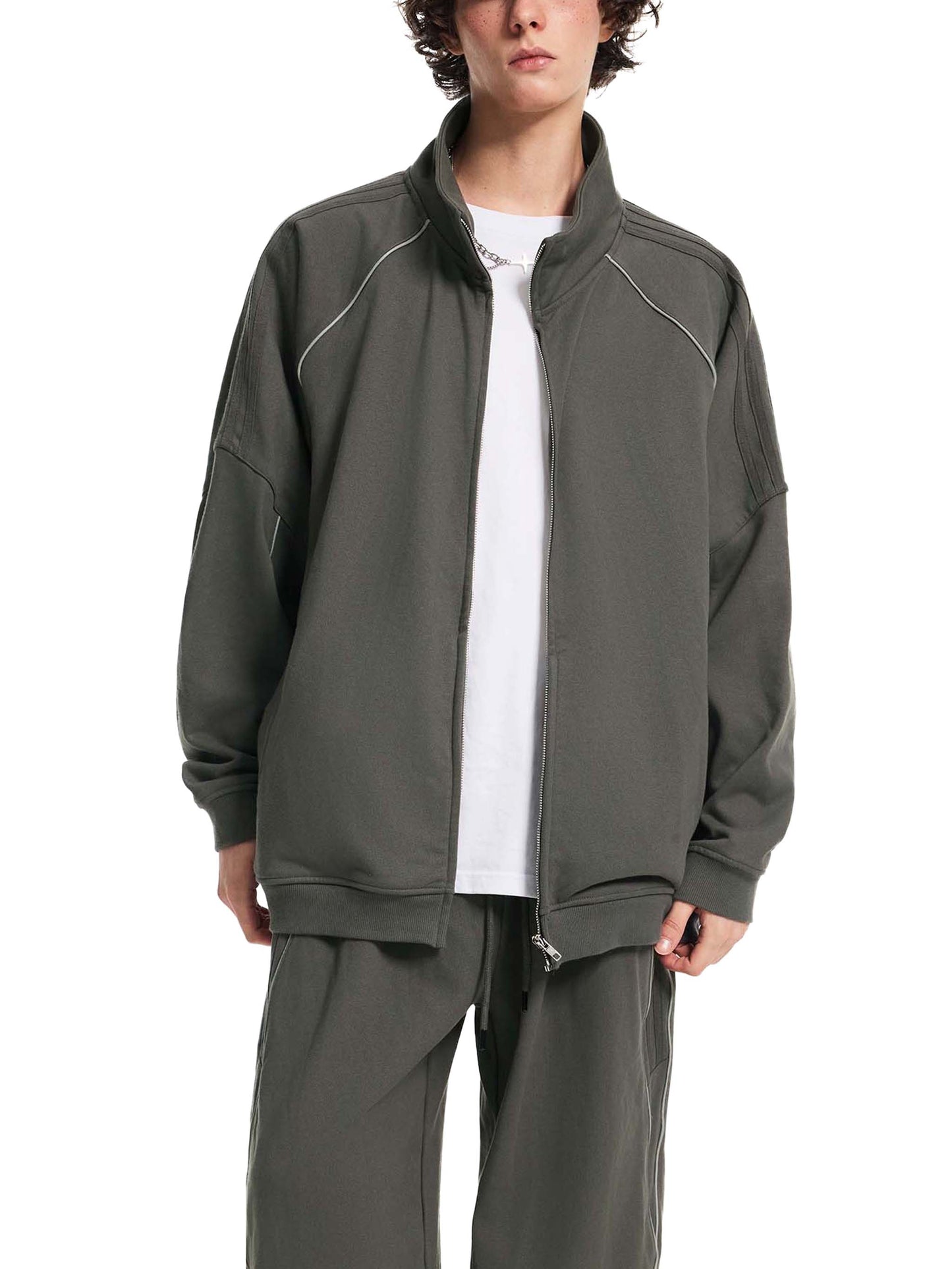 Reflection Striped Raglan Sleeve  Jacket